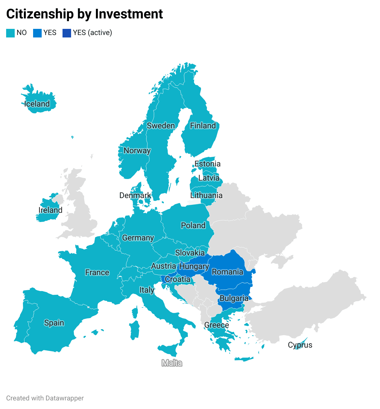 Map Citizenship by Investment EU