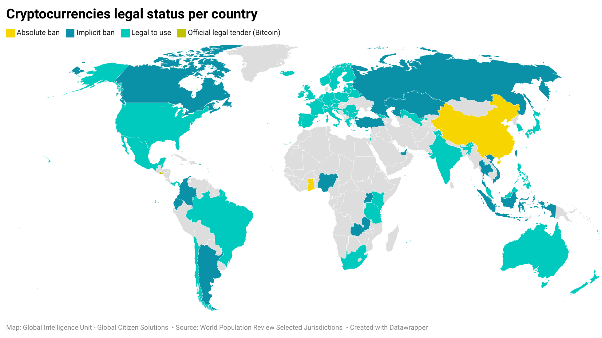 cryptocurrencies legal status per country