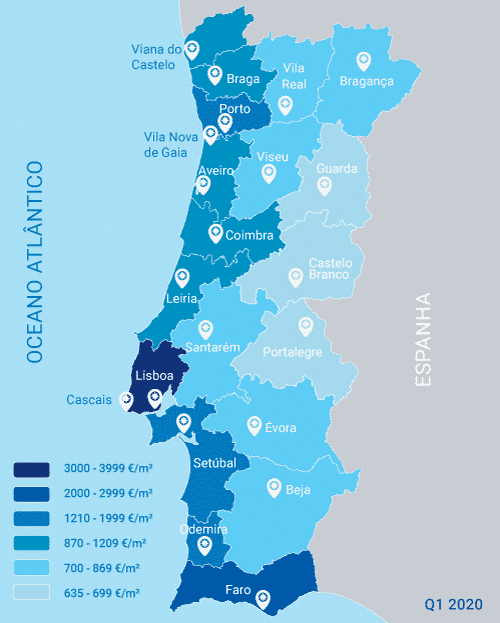 Quanto tempo se demora a vender uma habitação em Portugal - Mapa