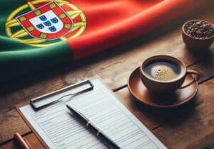 A Visa form for Portugal on the table