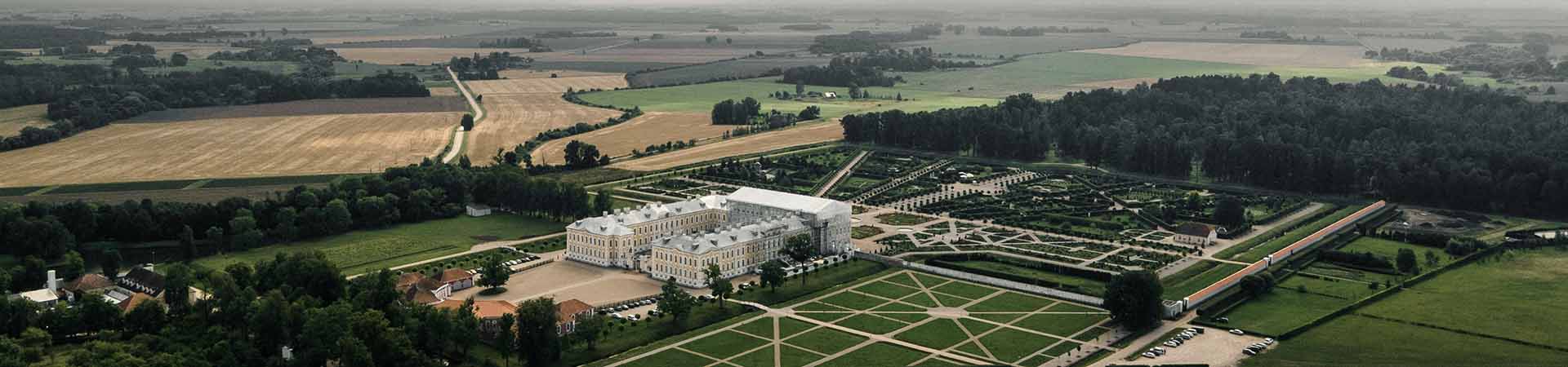 rundale palace aerial view latvia